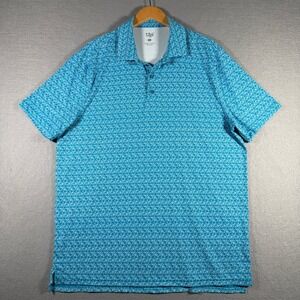 1764‎ Signature Mens XL Bicycle Print Performance Polo Shirt Turquoise SV17324